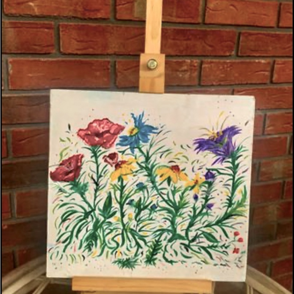 Floral wood painting